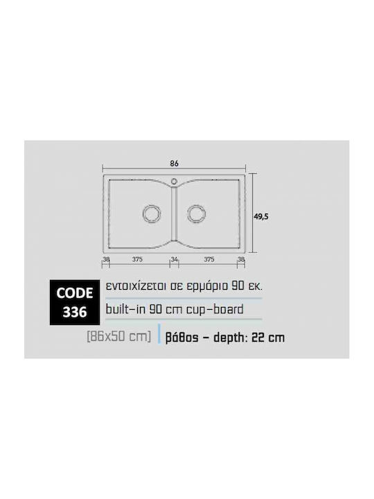Sanitec Classic Drop-In Chiuvetă din Granit Sintetic L86xW50cm Granit verde