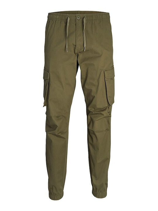 Jack & Jones Men's Trousers Cargo Elastic in Loose Fit Khaki