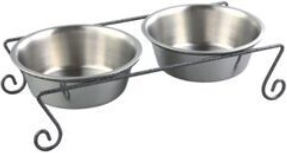 Nunbell Pet NUNBELL Stainless Steel Bowl Food & Water for Dog & Cat with Base 2x in Silver Color 2pcs