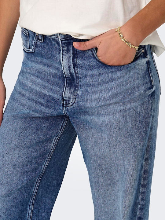 Wide Women's Jean Trousers in Regular Fit Medium Blue Denim