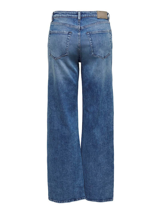 Wide Women's Jean Trousers in Regular Fit Medium Blue Denim