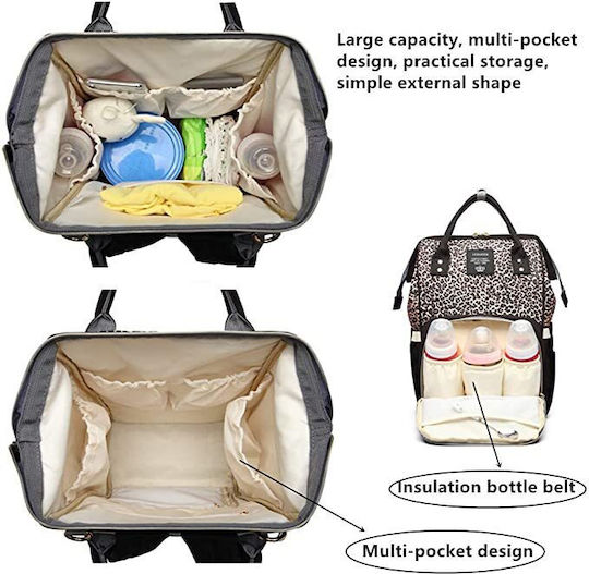 Lequeen Diaper Bag Backpack Black 26x15x41cm