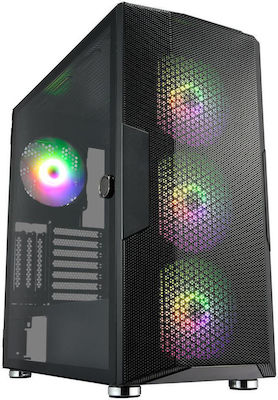 FSP/Fortron CUT592 Gaming Full Tower Κουτί Υπολογιστή με Πλαϊνό Παράθυρο και RGB Φωτισμό Μαύρο