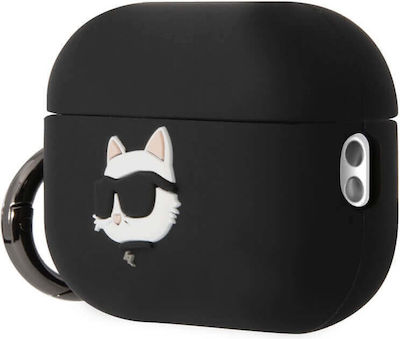 Karl Lagerfeld Choupette Head 3D Θήκη Σιλικόνης με Γάντζο σε Μαύρο χρώμα για Apple AirPods Pro 2