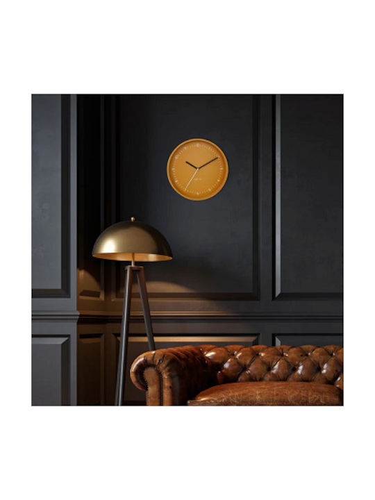 Nextime Leise Wanduhr Metallisch Gelb Ø30cm