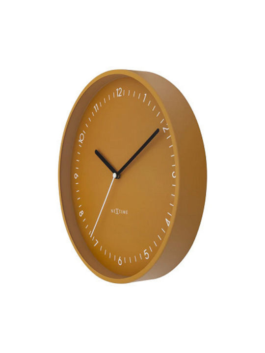 Nextime Leise Wanduhr Metallisch Gelb Ø30cm