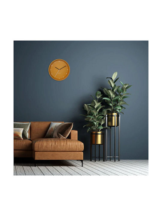 Nextime Leise Wanduhr Metallisch Gelb Ø30cm