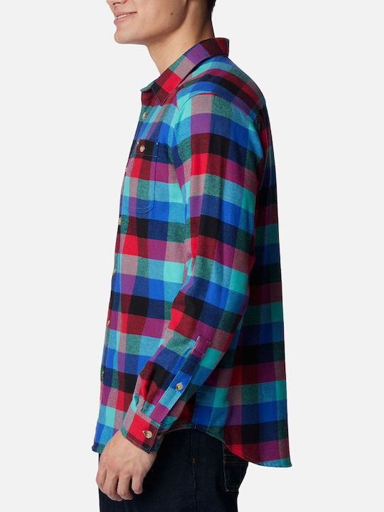 Cornell Woods Long-sleeved Flannel Shirt Checked Blue