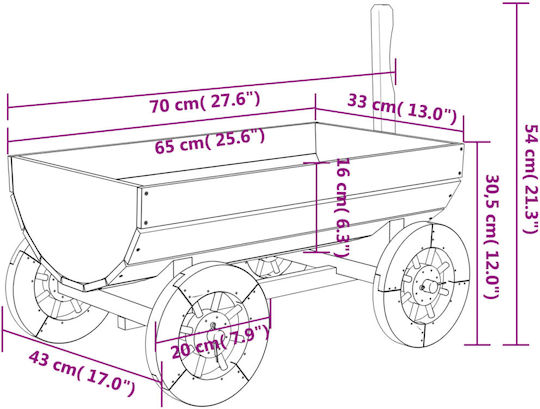 vidaXL Διακοσμητικό Καρότσι Κήπου Ξύλινο 70x43x54εκ. 364227