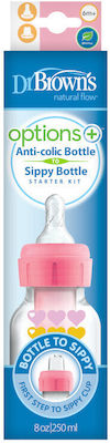 Dr. Brown's Plastic Bottle with Silicone Nipple for 6+ months Pink Hearts 250ml 1pcs