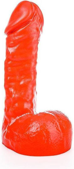 All Black Realistic Dildo with Scrotum Red