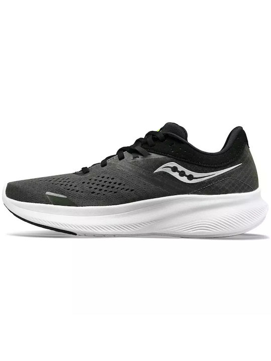 Saucony Ride 16 Ανδρικά Αθλητικά Παπούτσια Running Μαύρα