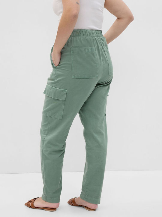 GAP Women's Fabric Cargo Trousers with Elastic Green