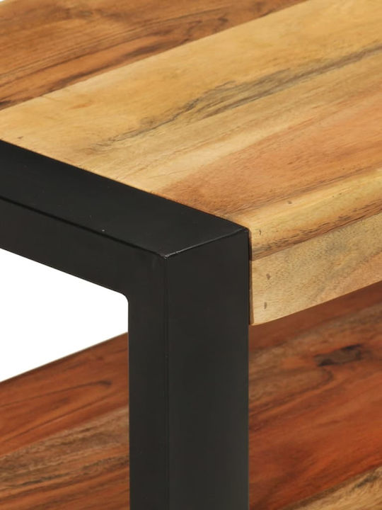 TV Stand Made of Metal and Solid Wood Beige M120xD30xH45cm