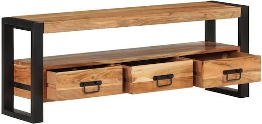 TV-Ständer aus Metall & Massivholz Beiges M120xT30xH45cm