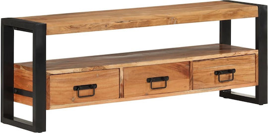 TV-Ständer aus Metall & Massivholz Beiges M120xT30xH45cm