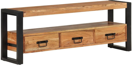 TV-Ständer aus Metall & Massivholz Beiges M120xT30xH45cm