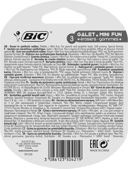 BIC Eraser for Pencil and Pen 3pcs Gray