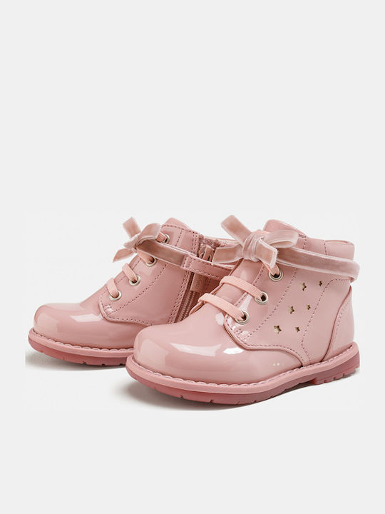 Biker Kids Boots from Patent Leather with Zipper Pink