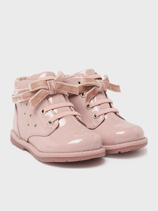 Biker Kids Boots from Patent Leather with Zipper Pink