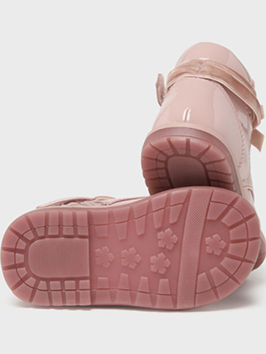 Biker Kids Boots from Patent Leather with Zipper Pink