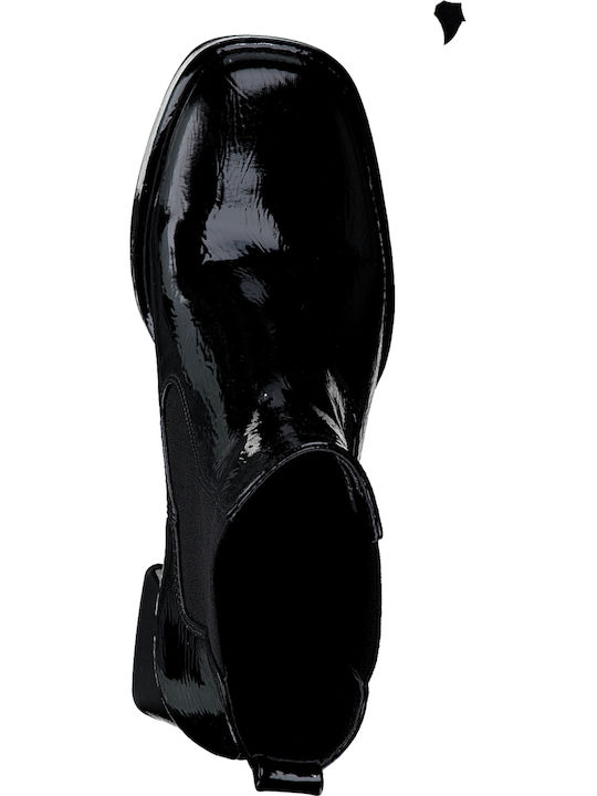 Leder Damen Chelsea Stiefeletten mit mittlerem Absatz Schwarz