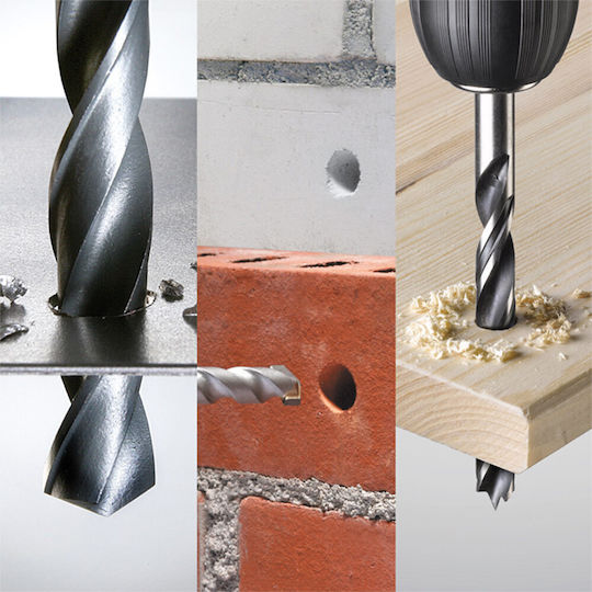 KWB Set of 62 Drills with Cylindrical Shank for Masonry, Metal and Wood