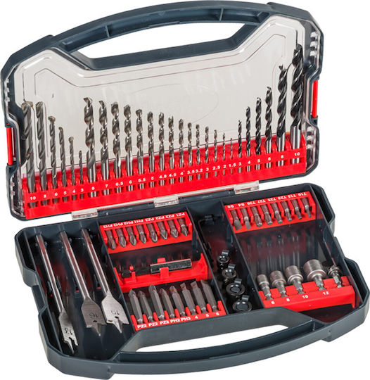 KWB Set of 62 Drills with Cylindrical Shank for Masonry, Metal and Wood