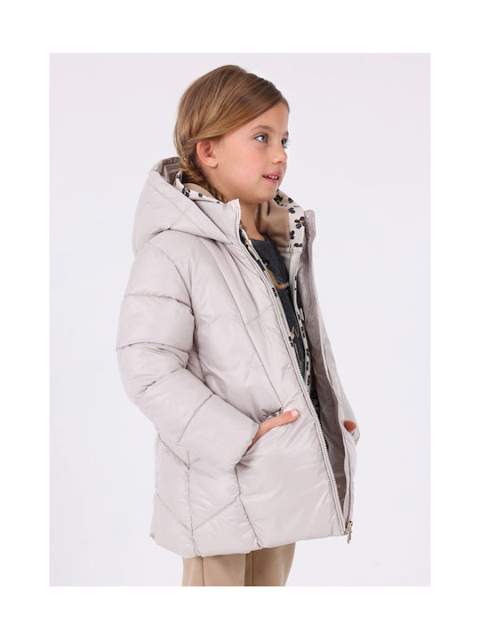 Mayoral Girls Quilted Coat Beige with Ηood