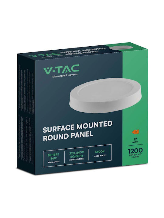 V-TAC Round Outdoor LED Panel 12W with Warm White Light 3000K 16.74cm