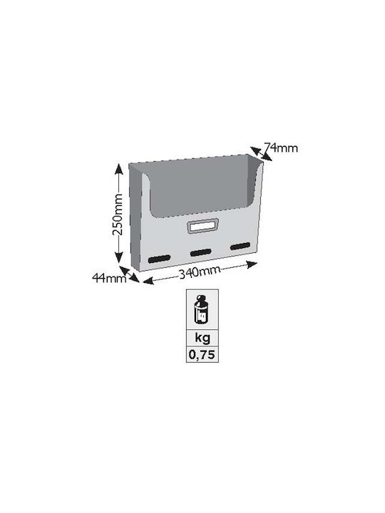 Viometal LTD 402 Caseta de formulare Metalic Charcoal 34x4.4x25cm