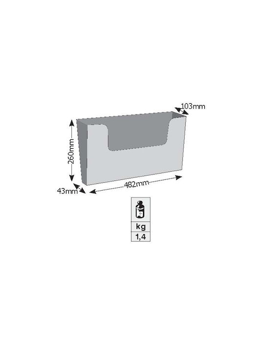 Viometal LTD 403 Κουτί Εντύπων Μεταλλικό Ανθρακί 48.2x10.2x26cm