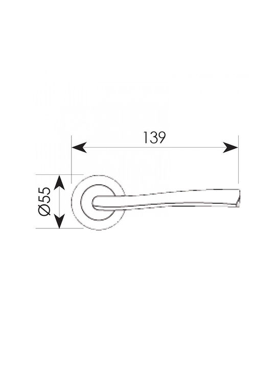 Zogometal Lever Middle Door with Rosette 370 370 Pair with Rosette Silver