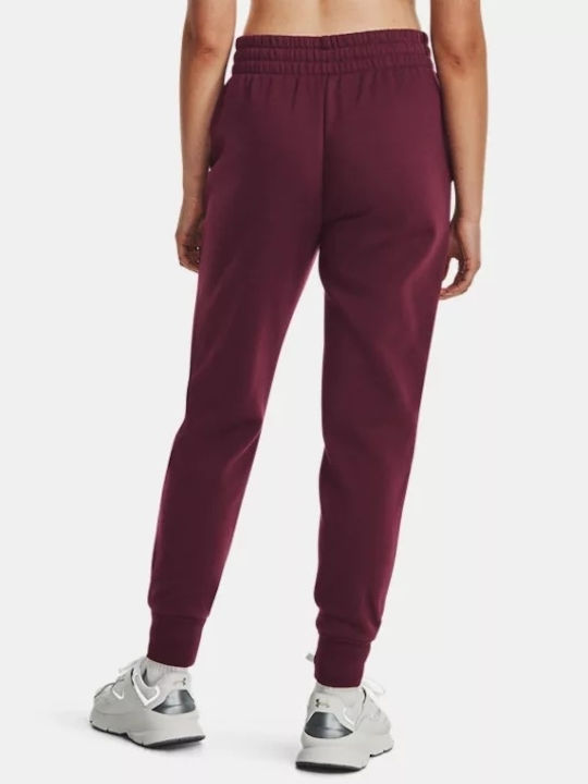 Under Armour Women's Jogger Sweatpants Burgundy Fleece