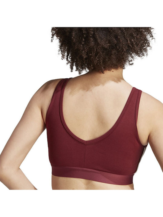 Essentials 3stripes Crop Top Женско Сутиен Червен с Подплата