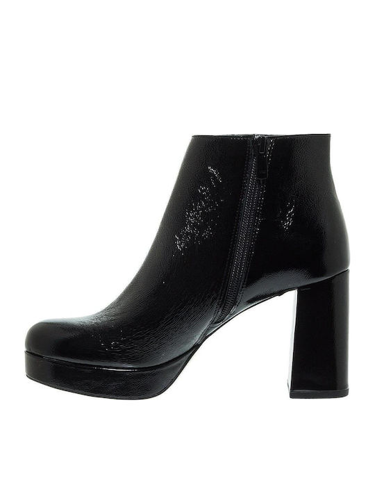 Women's Patent Leather Ankle Boots Black