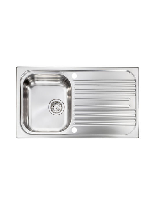 Sanitec Ένθετος Νεροχύτης Δεξιός Inox Σαγρέ Μ86xΠ50cm Ασημί