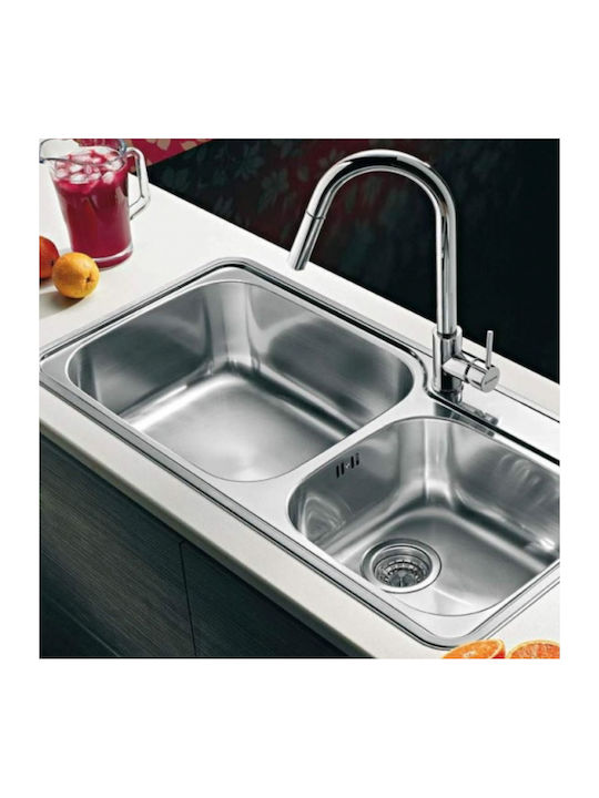 Pyramis Space Plus 2B 108722901 Drop-In Sink Left Inox Matte W96xD48cm Silver