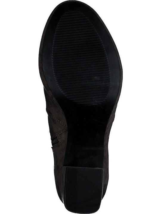 Suede Women's Ankle Boots with High Heel Brown