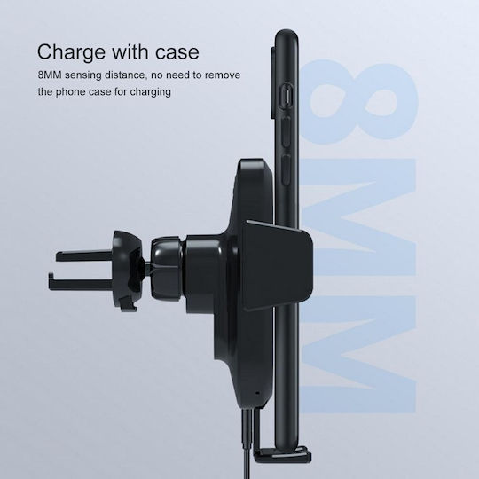 Car Mobile Mount with Clip-Peg and Wireless Charging Black