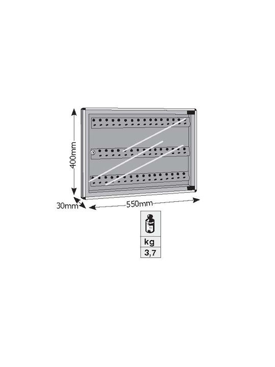 Viometal LTD Wall Key Holder Metallic 1548 48 Θέσεων White 48 positions with Lock 55x3x40cm