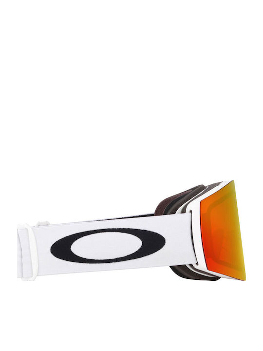 Oakley Fall Line L Μάσκα Σκι & Snowboard Ενηλίκων Λευκή με Φακό σε Κόκκινο Χρώμα