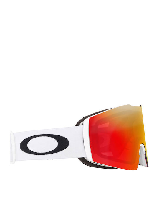 Oakley Fall Line L Μάσκα Σκι & Snowboard Ενηλίκων Λευκή με Φακό σε Κόκκινο Χρώμα