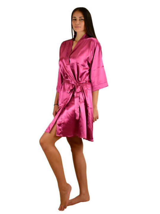 Secret Point Summer Women's Satin Robe Fuchsia