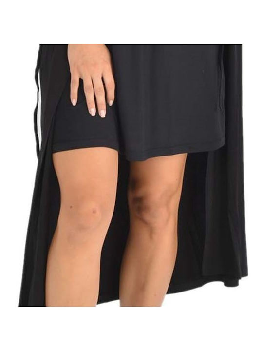 Secret Point Sommer Damen Robe mit Nachthemd Schwarz