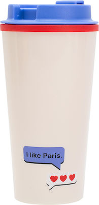 Blue Sky Studios Emily in Paris Glas Thermosflasche Rostfreier Stahl Weiß 450ml mit Mundstück