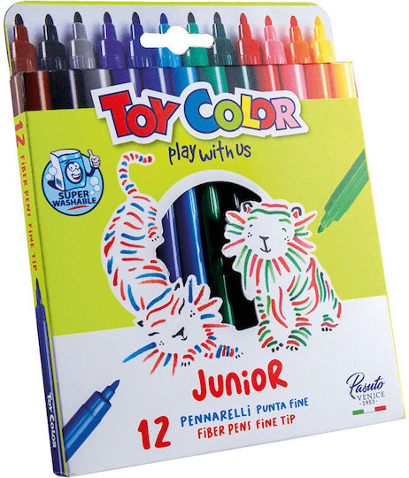 Toy Color Junior Waschbare Zeichenmarker 2.8mm Dünne Set 12Stück