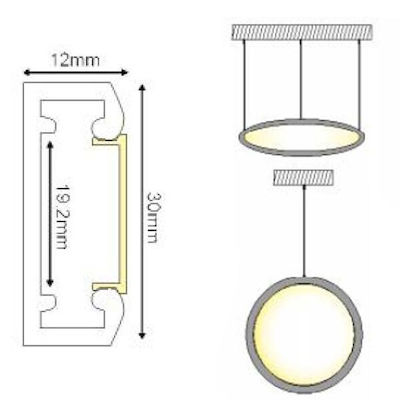 Aca Hanging Round LED Strip Aluminum Profile with Opal Cover 90cm P30C900
