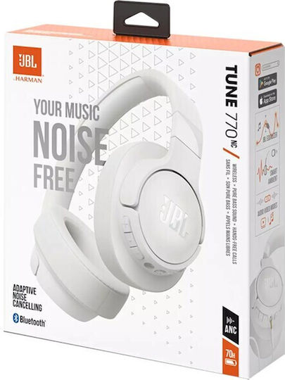 JBL Tune770NC Wireless / Wired Over Ear Headphones with 65 hours of Operation and Quick Charge White