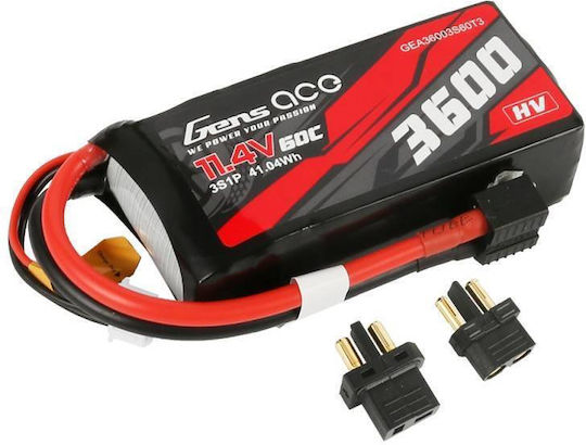 Gens Ace G-Tech Li-Po Battery 11.4V 3600mAh 60C 3S XT60 for RC Vehicle 2 Pieces